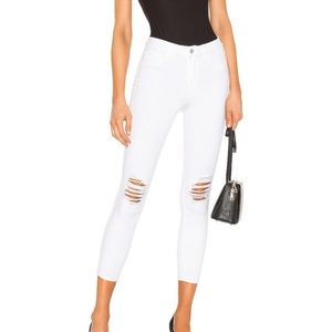 L’AGENCE White Distressed High Rise Skinny Jeans
